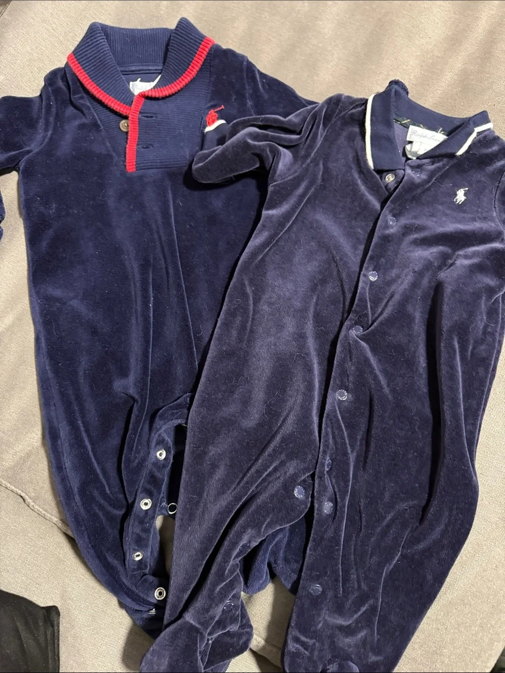 2 piece bundle Ralph Lauren Navy Velour 6 months